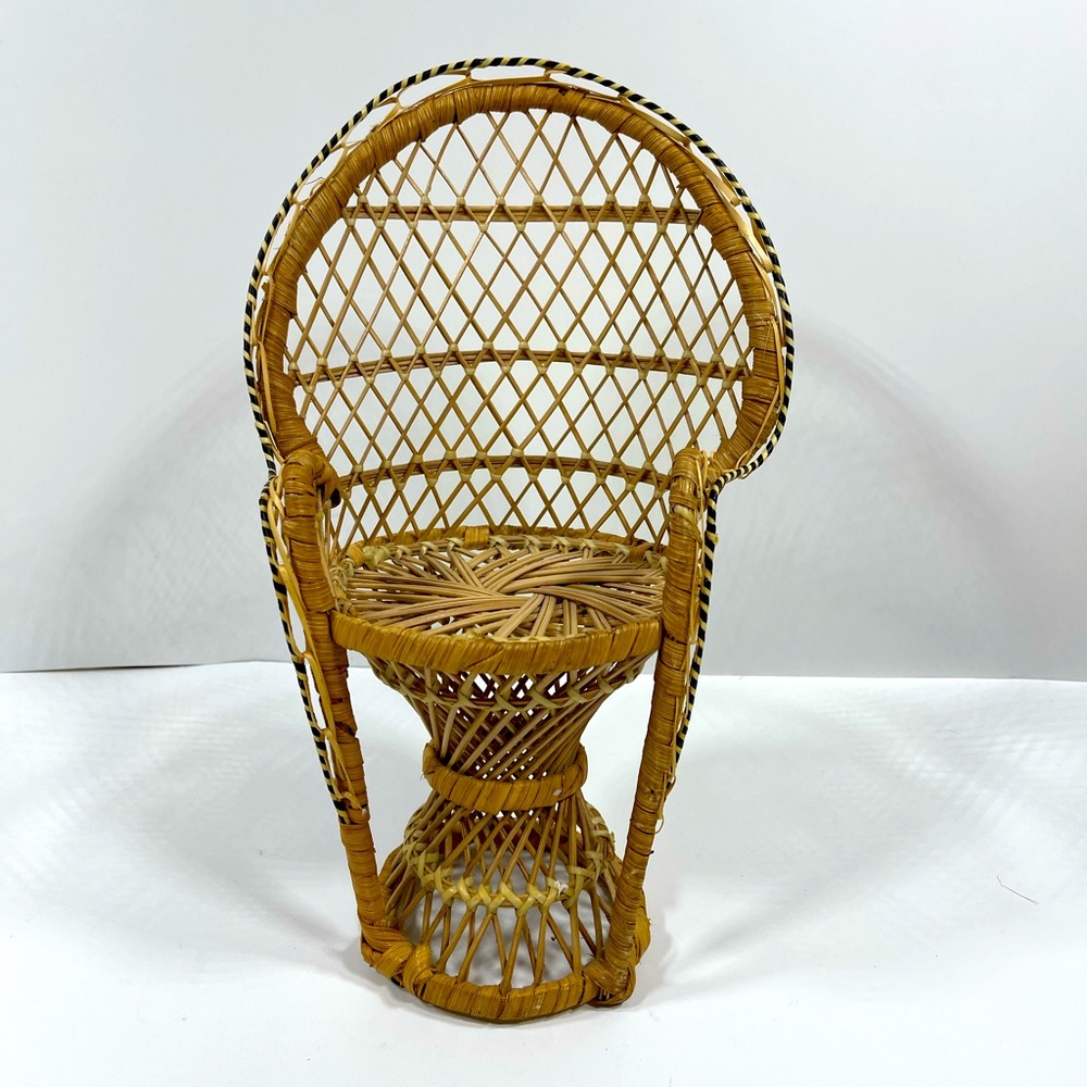 Vintage Dolls Furniture Plant Stand Mini Peacock Chair